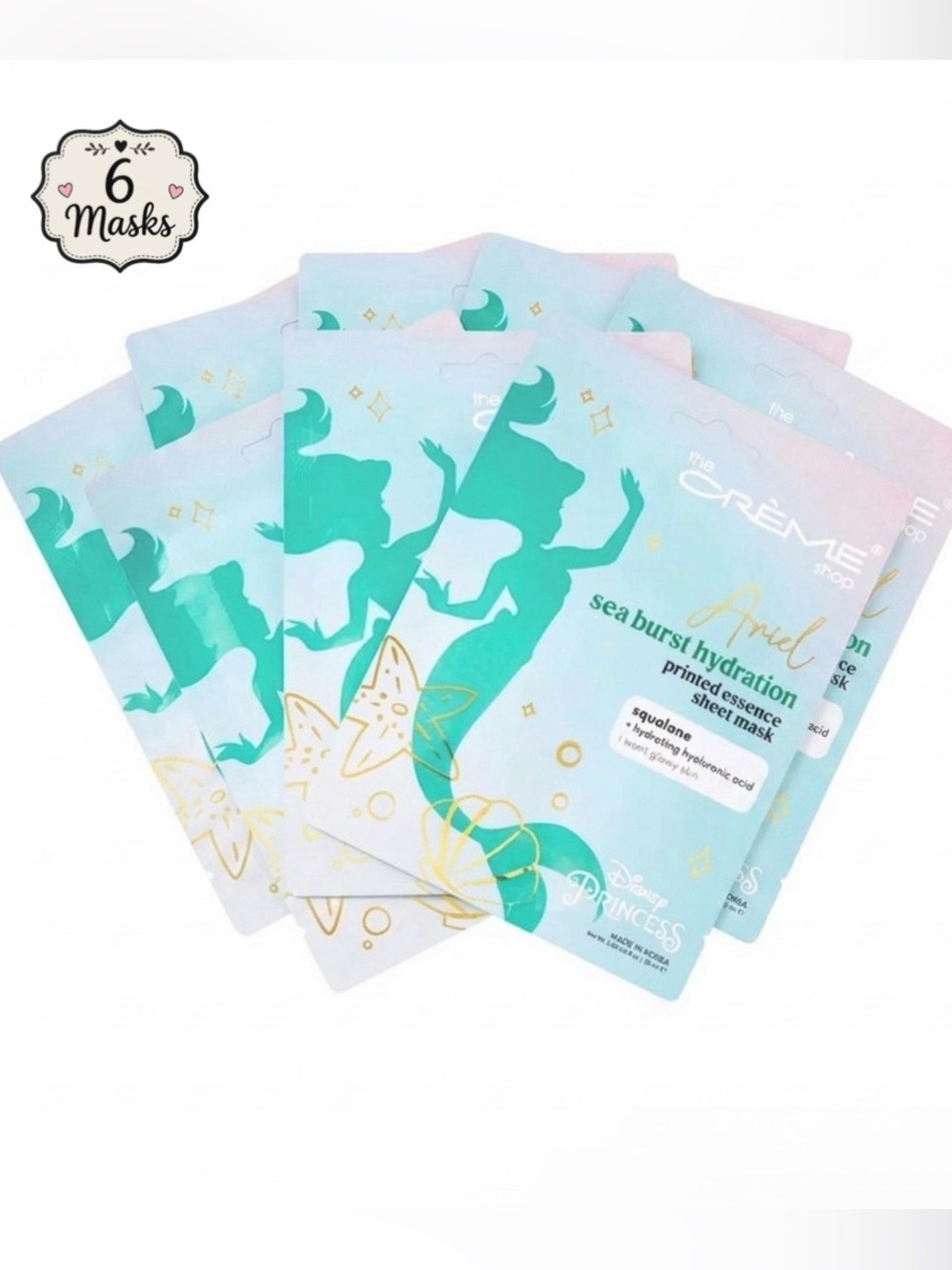 The Crème Shop x Disney Princess Ariel "Sea Burst Hydration" Essence Sheet Masks